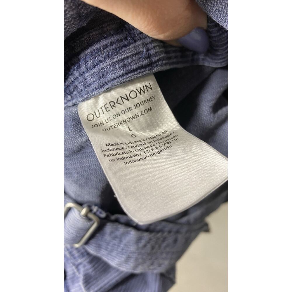 Outerknown Voyage Cord Overalls Women's Large Corduroy Dusty Blue Straight Boho - Picture 7 of 8